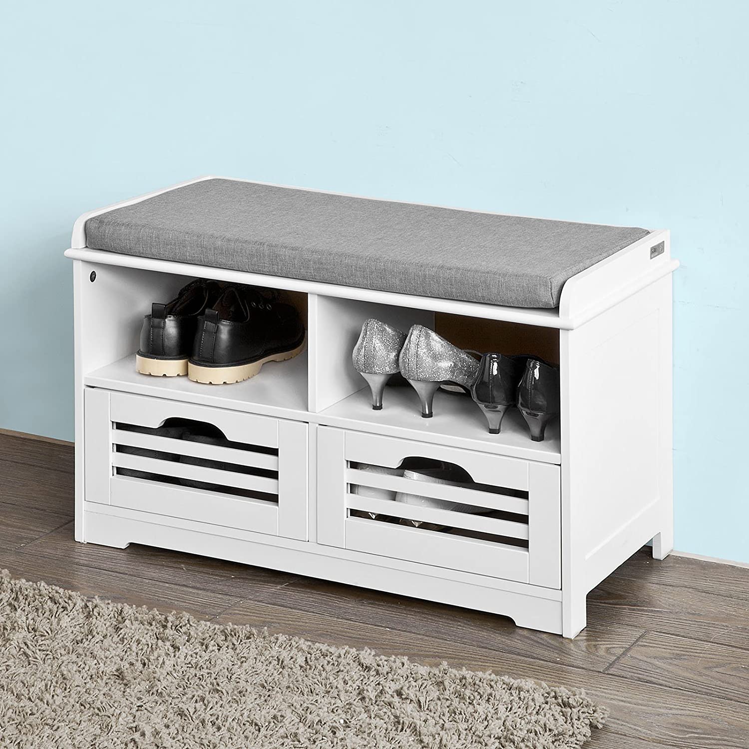 VIKUS Shoe Rack with Drawers, Shelf and Storage Bench