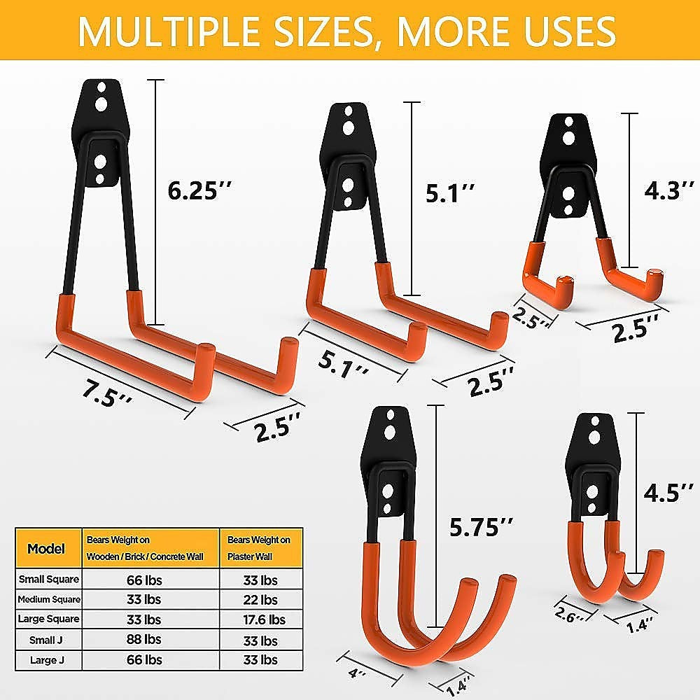 12-Pack Wall Mount Garage Hooks Tool Storage Workshop Organiser Heavy