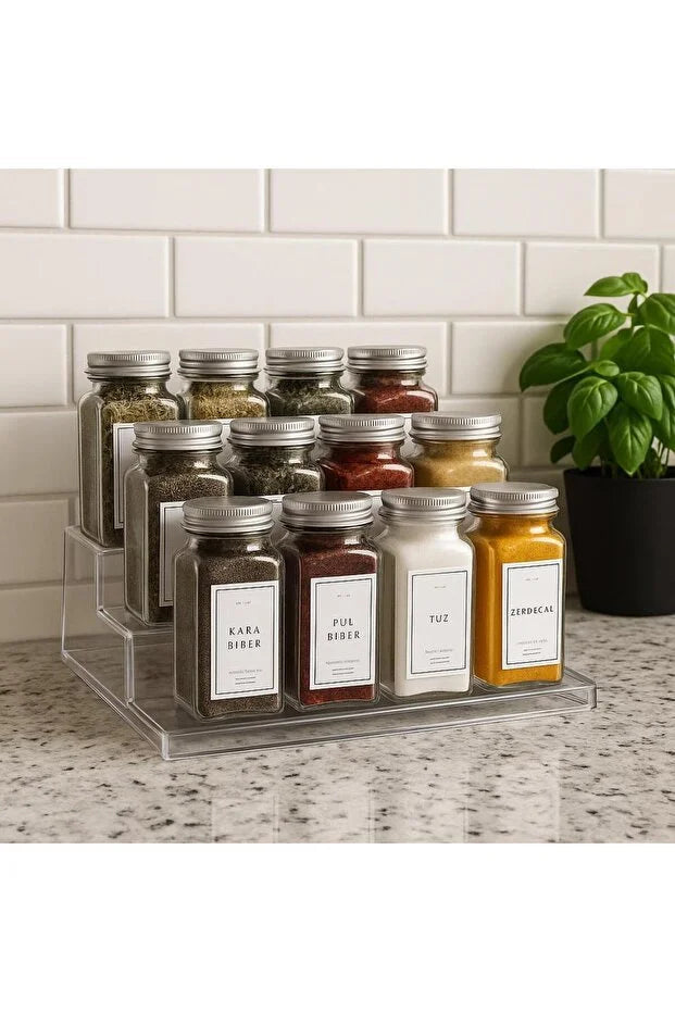3-Tier Spice Cosmetic Stand Acrylic Display Rack Stylish Practical Org